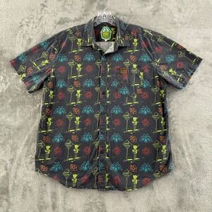 MAP Brewing Strange Cattle NEIPA Beer‎ Shirt Mens L Gray Short Sleeve Button